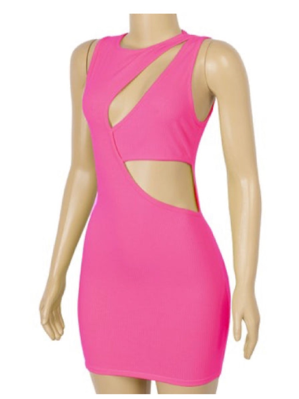 Hot Pink Cutout Bodycon Dress - Women